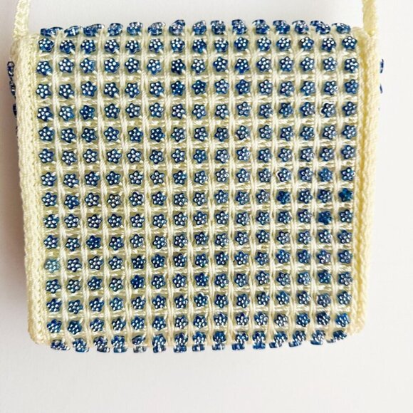 Vintage crochet beaded Square Crossbody Purse - Picture 2 of 10